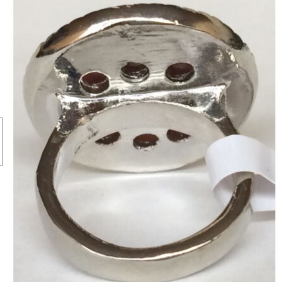 Cameo Cocktail Ring Size 6 8 9 10 Silver Plated Vintage Victorian Deco Lady Gray - Picture 8 of 8